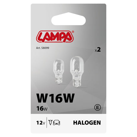 Lampa 12V Lampada con zoccolo vetro - W16W - 16W - W2,1x9,5d - 2 pz - D/Blister 58099