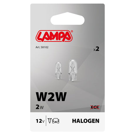 Lampa 12V Lampada con zoccolo vetro - W2W - 2W - W2,1x9,5d - 2 pz - D/Blister 58102