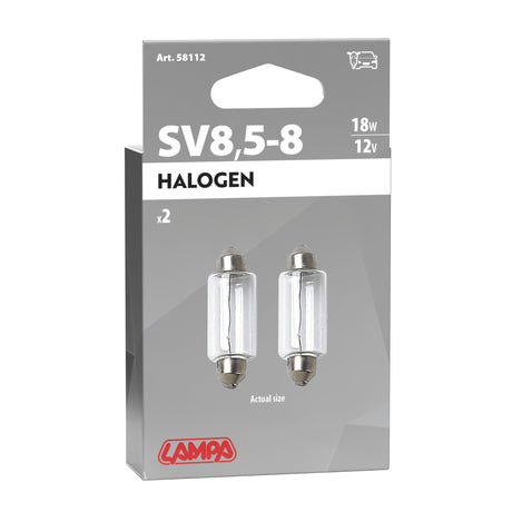 Lampa 12V Lampada siluro - 15x41 mm - 18W - SV8,5-8 - 2 pz - D/Blister 58112