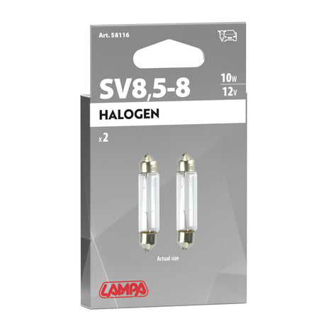 Lampa 12V Lampada siluro - 11x44 mm - 10W - SV8,5-8 - 2 pz - D/Blister 58116