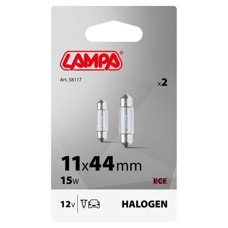 Lampa 12V Lampada siluro - 11x44 mm - 15W - SV8,5-8 - 2 pz - D/Blister 58117