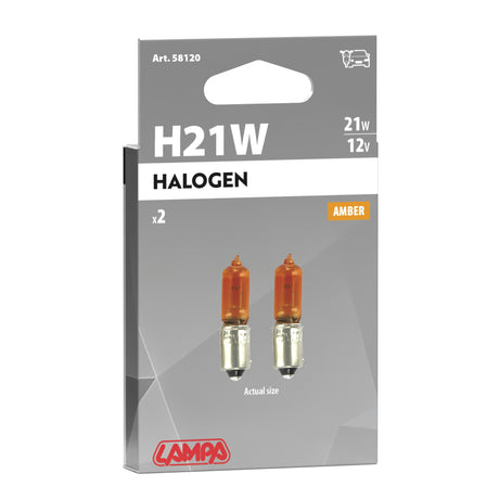 Lampa 12V Lampada alogena micro HY21W 21W BAY9s 2 pz D/Blister Arancio 58120