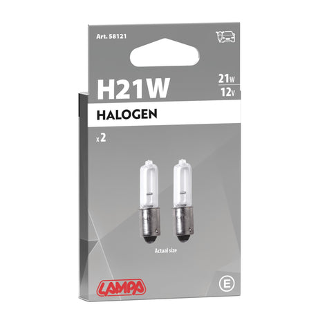Lampa 12V Lampada alogena micro - H21W - 21W - BAY9s - 2 pz - D/Blister 8121 58121
