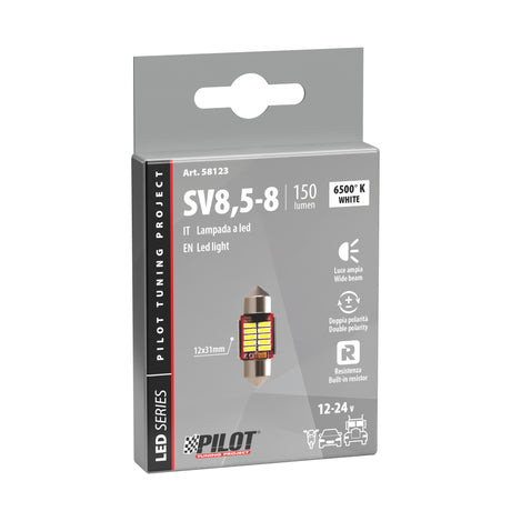 Pilot 10-30V Mega-Led 10 10 SMD x 1 chip 12x31 mm SV8,5-8 1 pz Bianco res inc