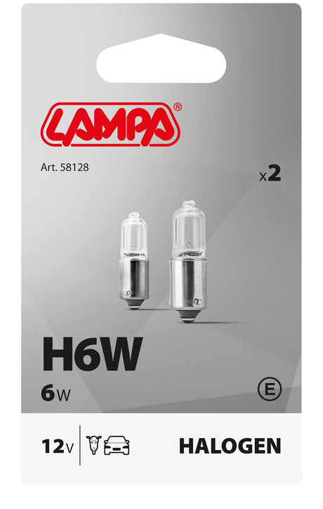 Lampa 12V Lampada alogena micro - H6W - 6W - BAX9s - 2 pz - D/Blister 8128 58128