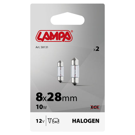 Lampa 12V Lampada siluro - 8x28 mm - 10W - SV7-8 - 2 pz - D/Blister 58131