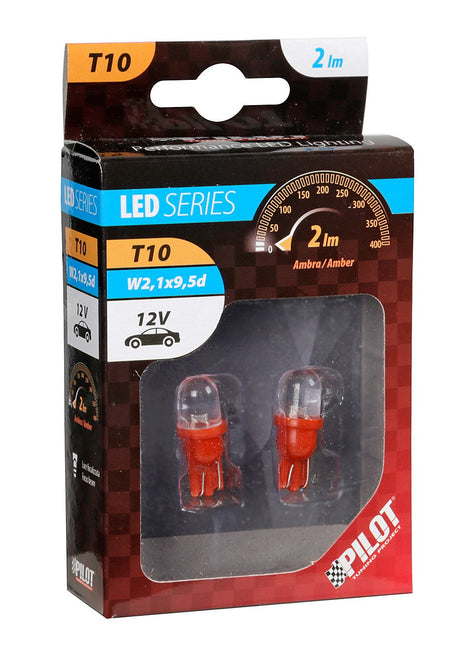 Pilot 12V Colour-Led, lampada 1 Led (T10) W2,1x9,5d 2 pz Scatola Arancio