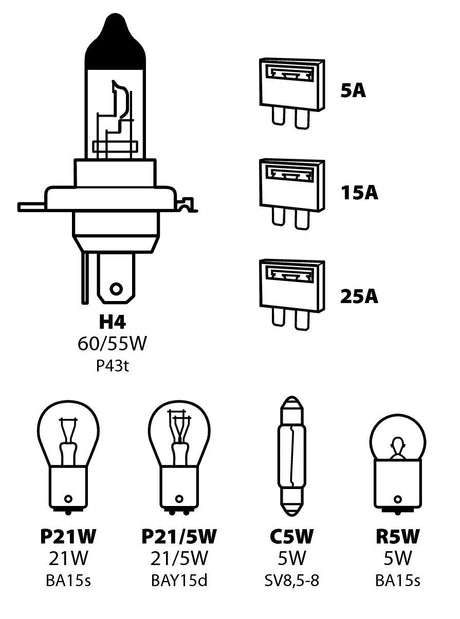 Lampa Kit lampade di ricambio 8 pz, alogena H4 - 12V 58152