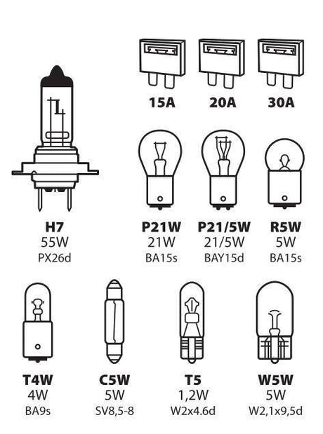 Lampa Kit lampade di ricambio 11 pz, alogena H7 - 12V 58158