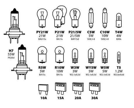 Lampa Kit lampade di ricambio 19 pz, alogena 2x H7 - 12V 58162