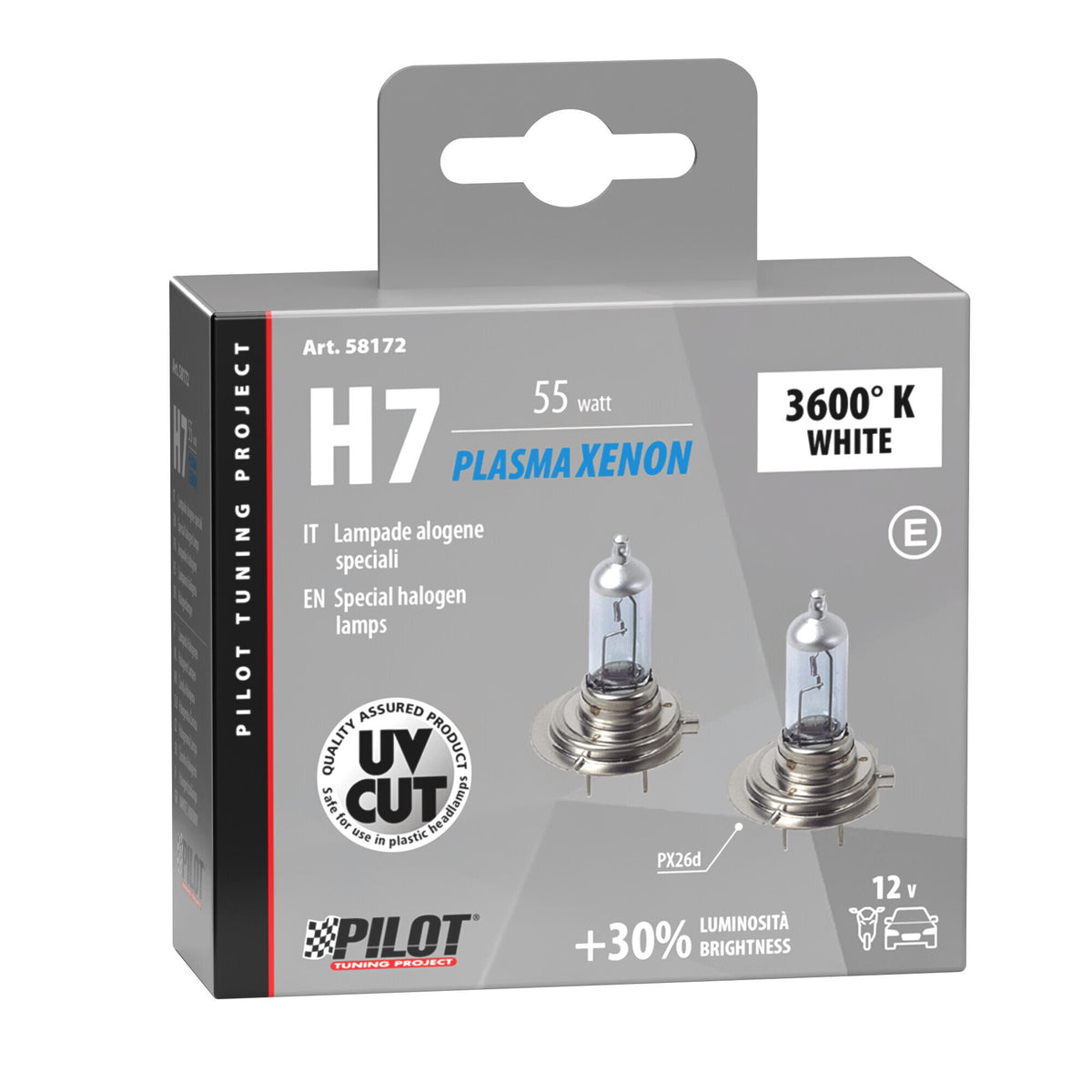 Pilot 12V Lampada alogena Xenon - H7 - 55W - PX26d - 2 pz - Scatola Plast.