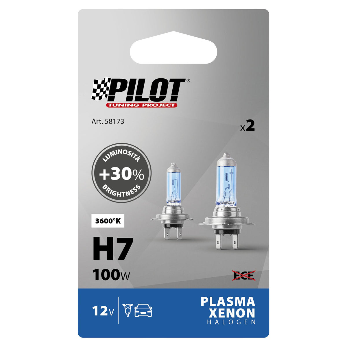Pilot 12V Lampada alogena Xenon - (H7) - 100W - PX26d - 2 pz - Scatola Plast.