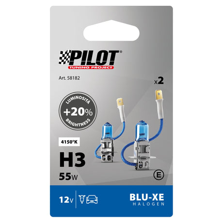 Pilot 12V Lampada alogena Blu-Xe - H3 - 55W - PK22s - 2 pz - Scatola Plast.