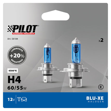 Pilot 12V Lampada alogena Blu-Xe - H4 - 60/55W - P43t - 2 pz - Scatola Plast.