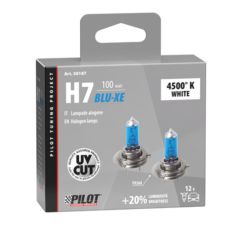 Pilot 12V Lampada alogena Blu-Xe - H7 - 100W - PX26d - 2 pz - Scatola Plast.