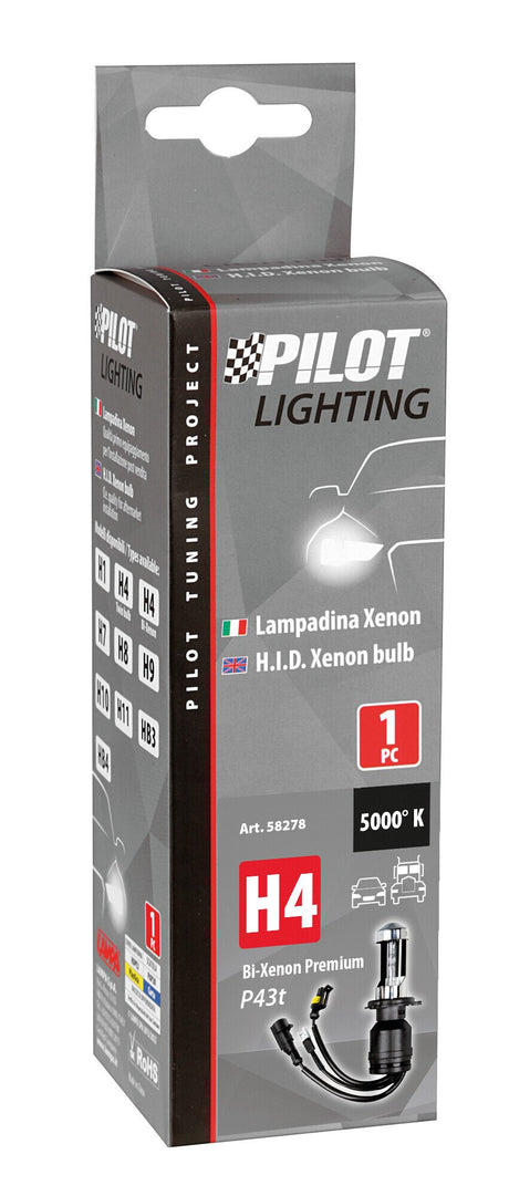 Pilot 12/24V Lampadina HID Xenon 5.000K - H4 - 1 pz - Scatola