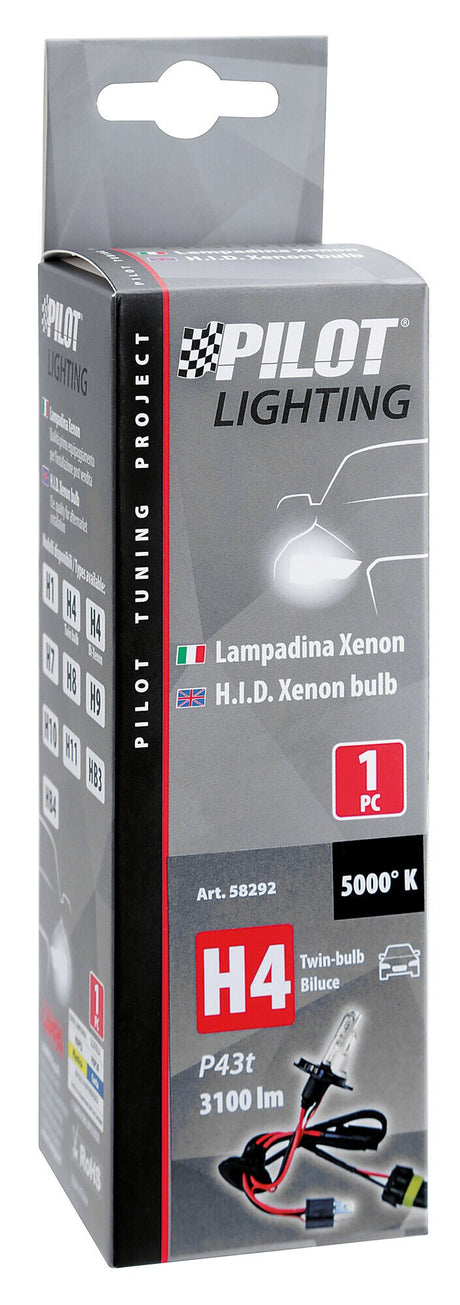 Pilot 12V Lampadina HID Xenon 5.000K - H4 - 1 pz - Scatola - (Bi-Lampada)