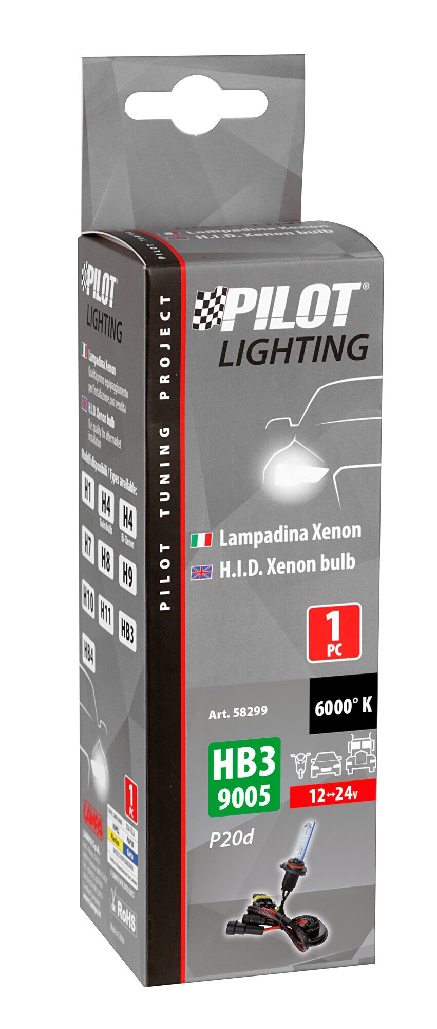 12/24V Lampadina HID Xenon 6.000K - HB3 - 1 pz  - Scatola
