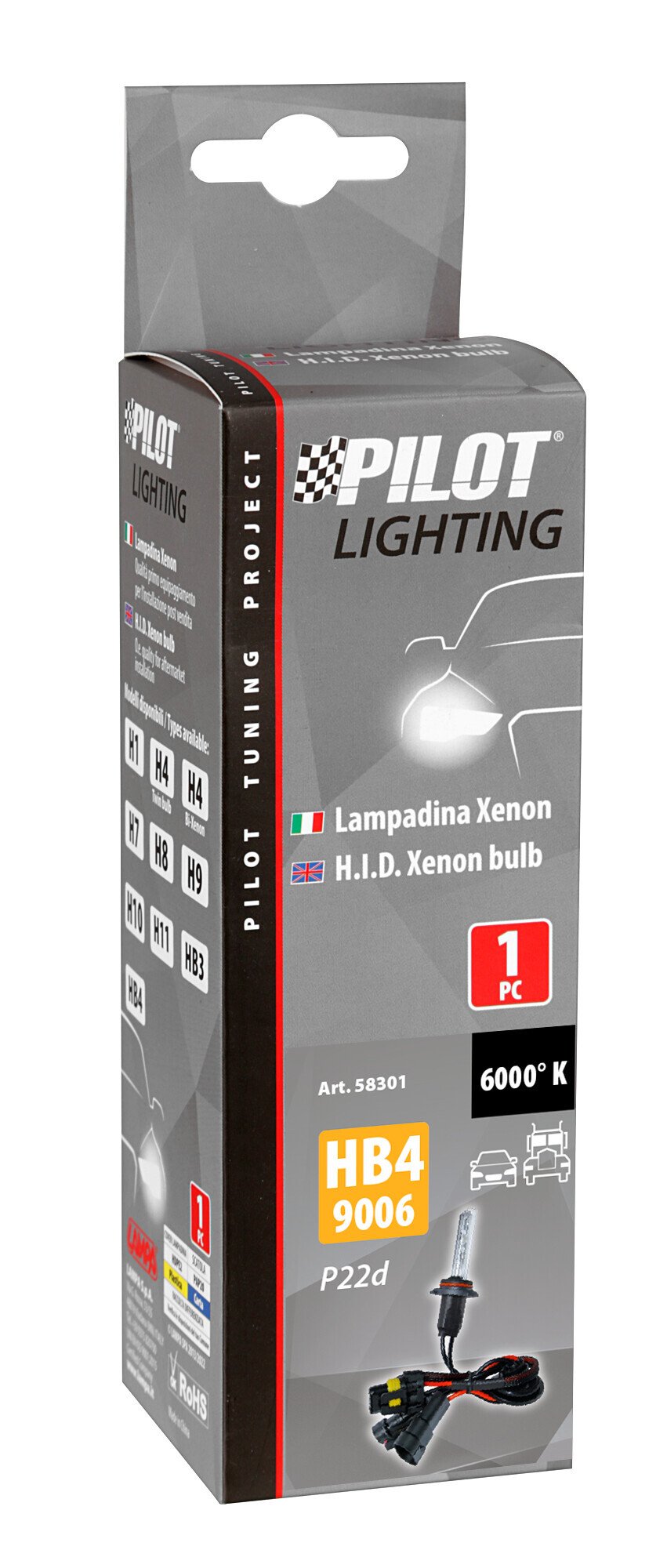 12/24V Lampadina HID Xenon 6.000K - HB4 - 1 pz  - Scatola