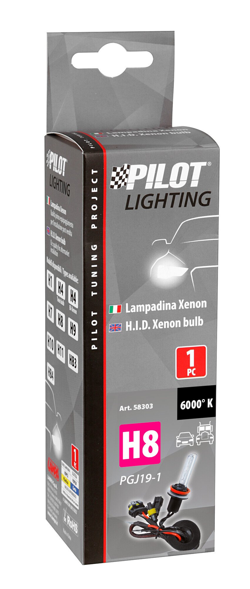 12/24V Lampadina HID Xenon 6.000K - H8 - 1 pz  - Scatola