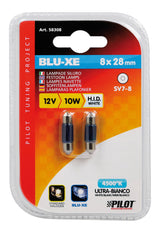 Pilot 12V Lampada siluro Blu-Xe - 8x28 mm - 10W - SV7-8 - 2 pz - D/Blister
