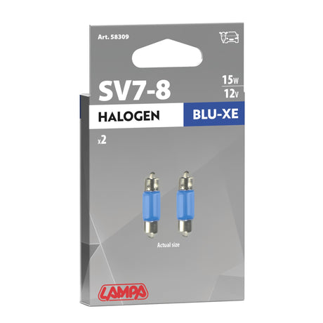 Pilot 12V Lampada siluro Blu-Xe - 8x28 mm - 15W - SV7-8 - 2 pz - D/Blister