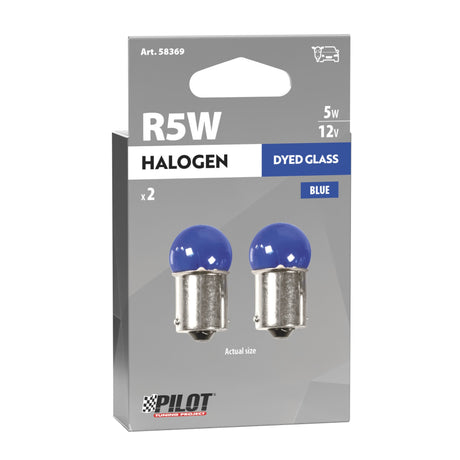Pilot 12V Blue Dyed Glass, Lampada sferica (R5W) 5W BA15s 2 pz D/Blister