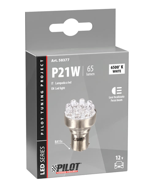 Pilot 12V Lampada Multi-Led 11 Led - (P21W) - BA15s - 1 pz - Scatola - Bianco