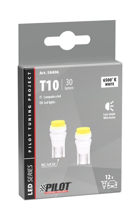 Pilot 12V Hyper-Led 3 - 1 SMD x 3 chips - (T10) - W2,1x9,5d - 2 pz - Scatola - Bianco - Doppia polarità