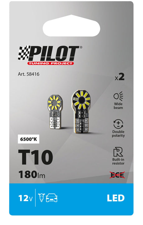 Pilot 12V Hyper-Led 18 18 SMD x 1 chips T10 W2,1x9,5d 2 pz Bianco Resistenza inc