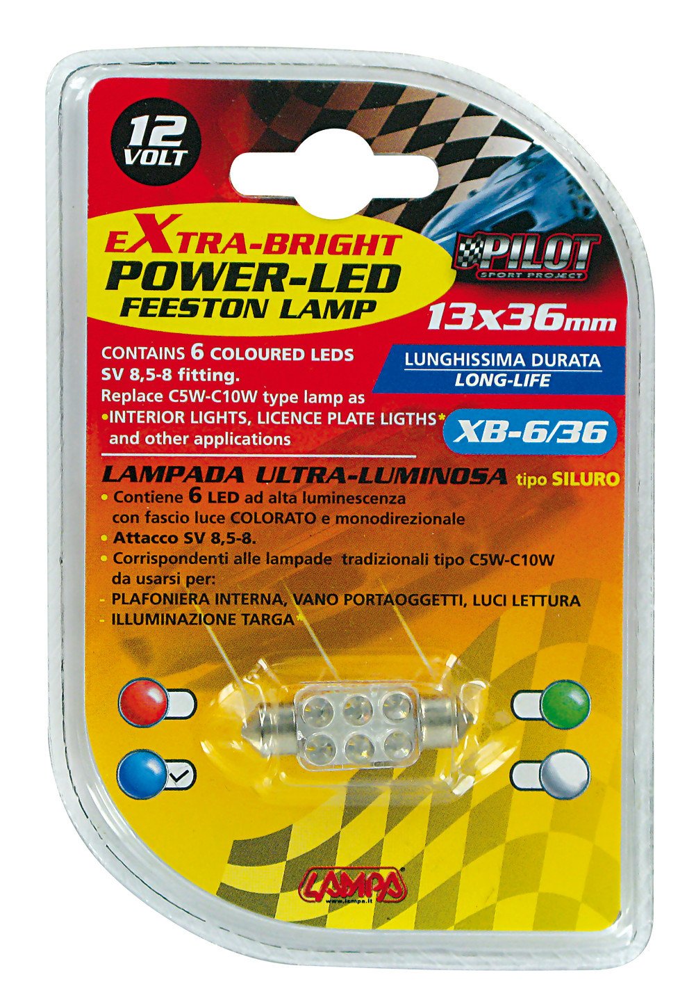 Pilot 12V Led Series - 6 Led - 13x35 mm - SV8,5-8 - 1 Stk.  - Karton - Blau 58427