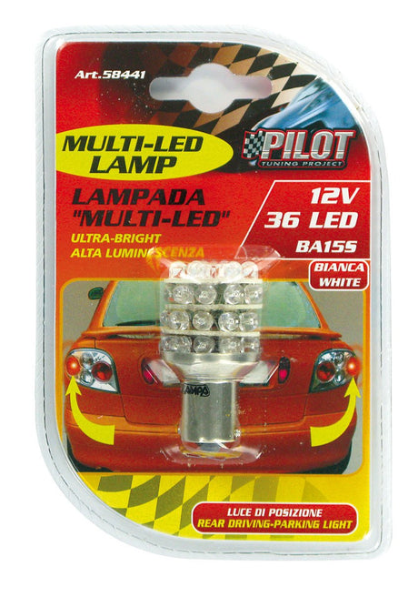 Pilot 12V Lampada Multi-Led 36 Led - (P21W) - BA15s - 1 pz - D/Blister - Rosso