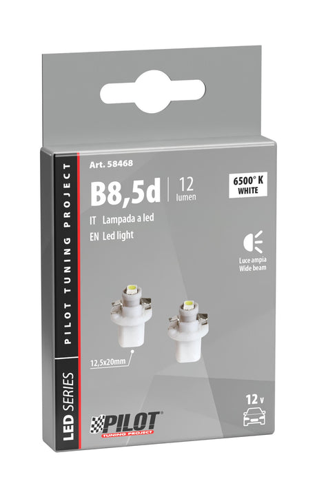 Pilot 12V Hyper-Led 2 - 1 SMD x 2 chips - B8,5d - 2 pz - Scatola - Bianco