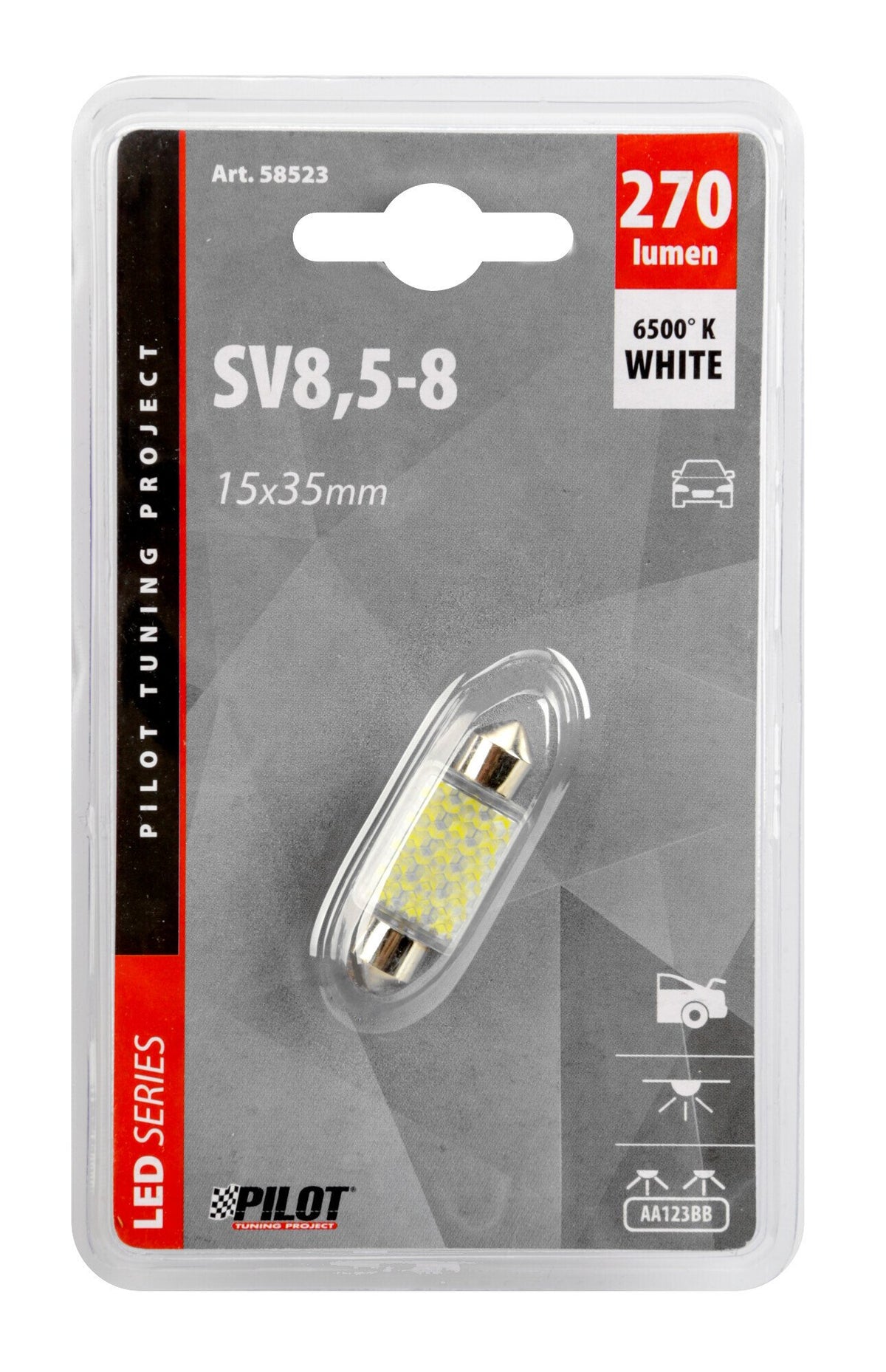 Pilot 12V Hyper-Led 27 27 SMD x 1 chips 15x35 mm SV8,5-8 1 pz Bianco