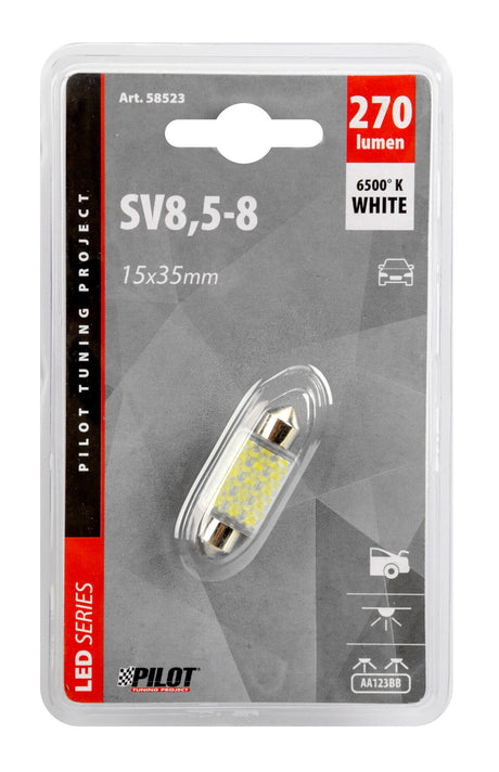 Pilot 12V Hyper-Led 27 27 SMD x 1 chips 15x35 mm SV8,5-8 1 pz Bianco