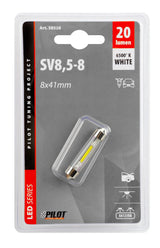 Pilot 12V Mega-Led 9 1 SMD x 9 chips 8x41 mm SV8,5-8 1 pz D/Blister Bianco