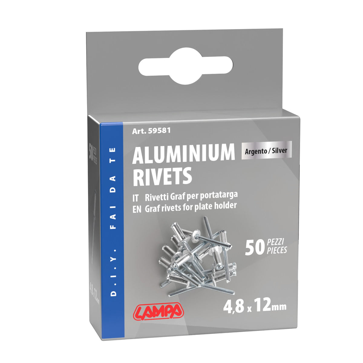 Lampa Aluminium Rivets, set 50 rivetti Graf per portatarga - Argento 59581