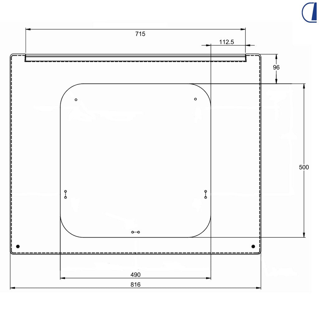 Di-Tec Double-Glass Privacy Panel with Compass Mount, Black, 490×500 mm