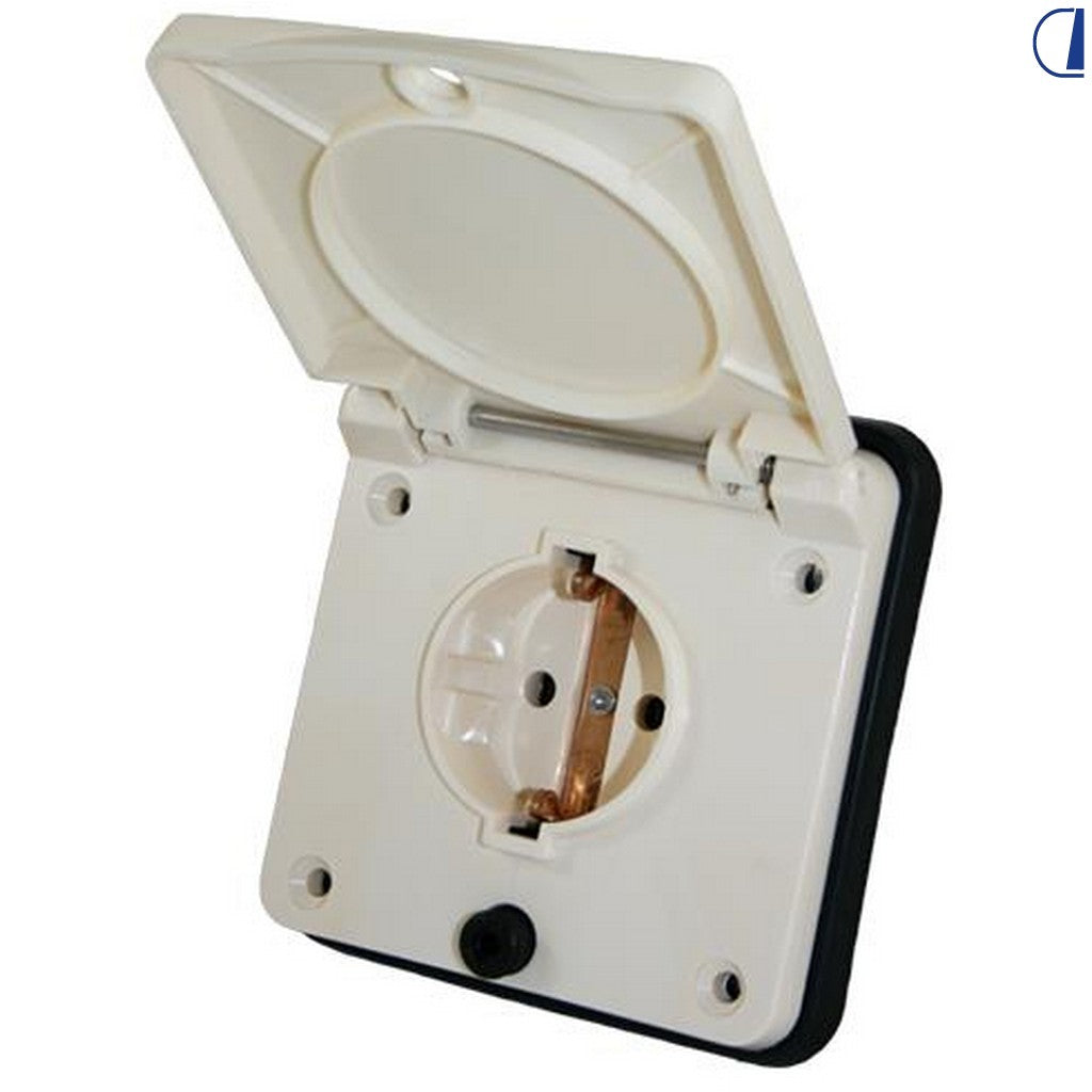 Di-Tec Presa Schuko esterna 230V beige per roulotte e camper