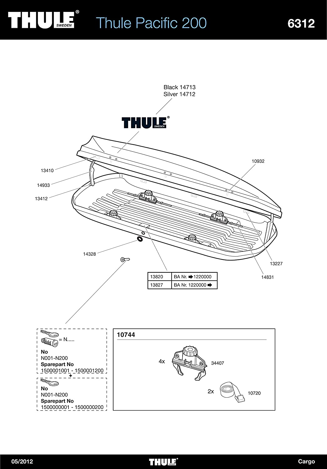Thule Pacific 200 Dachbox, Schwarz, 400 Liter, 631215