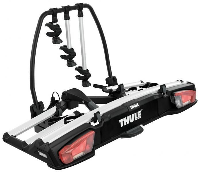 Portabicicletas Thule 939000 VeloSpace XT para 3 bicicletas con barra de remolque de 13 pines