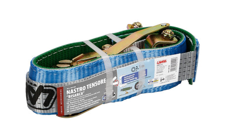 Nastro tensore con cricchetto per bisarca, gancio girevole 5000 Kg 5x250 cm 60145