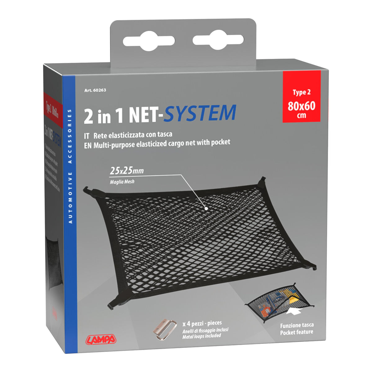 Lampa Net-System-2, doppia rete fermacarichi elasticizzata - 80x60 cm 60263