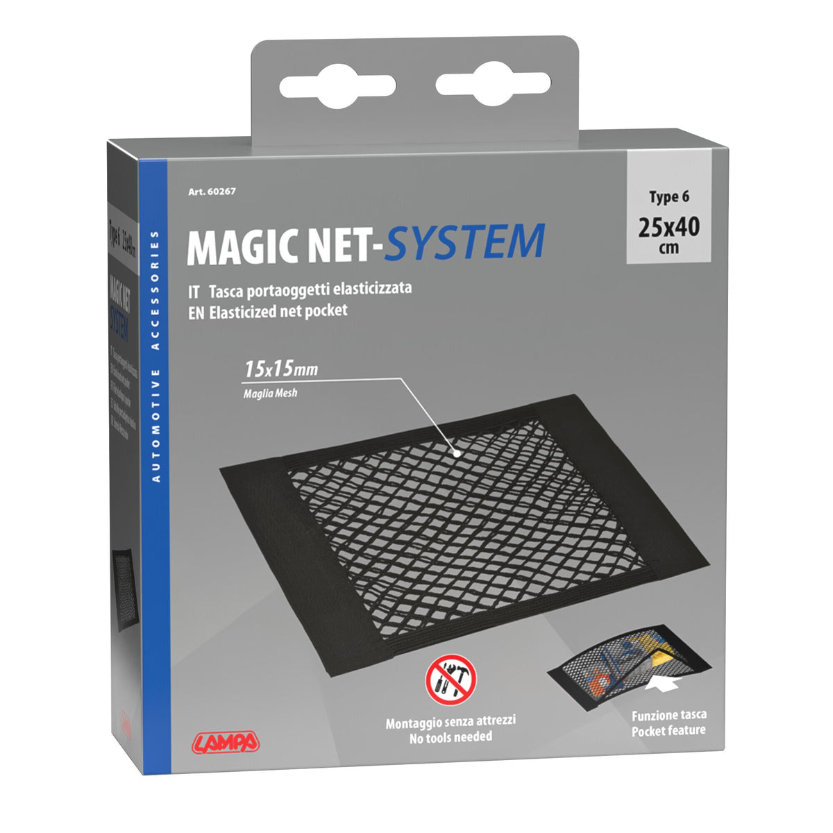 Lampa Net-System-6, tasca a rete elasticizzata - 40x25 cm 60267