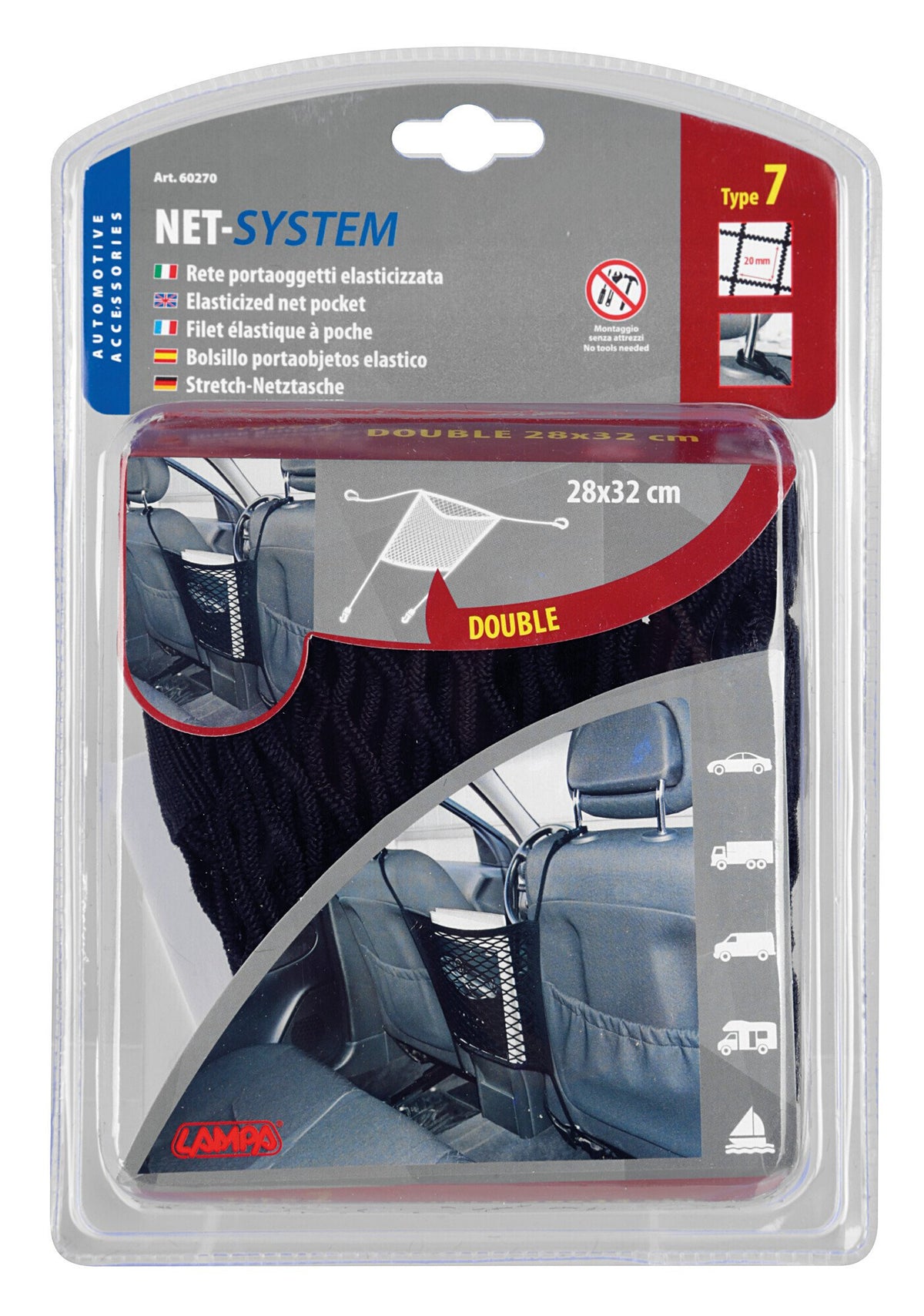 Lampa Net-System-7, tasca a rete elasticizzata - 28x32 cm 60270
