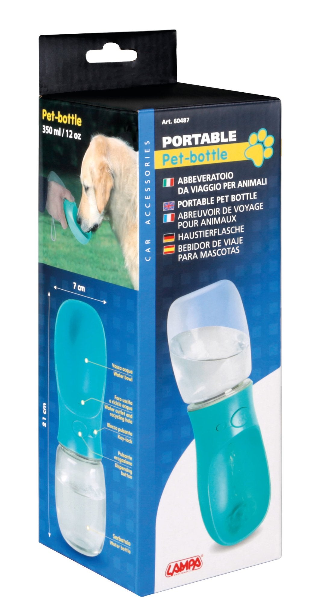 Lampa Pet-bottle, abbeveratoio da viaggio per animali - 350 ml 60487