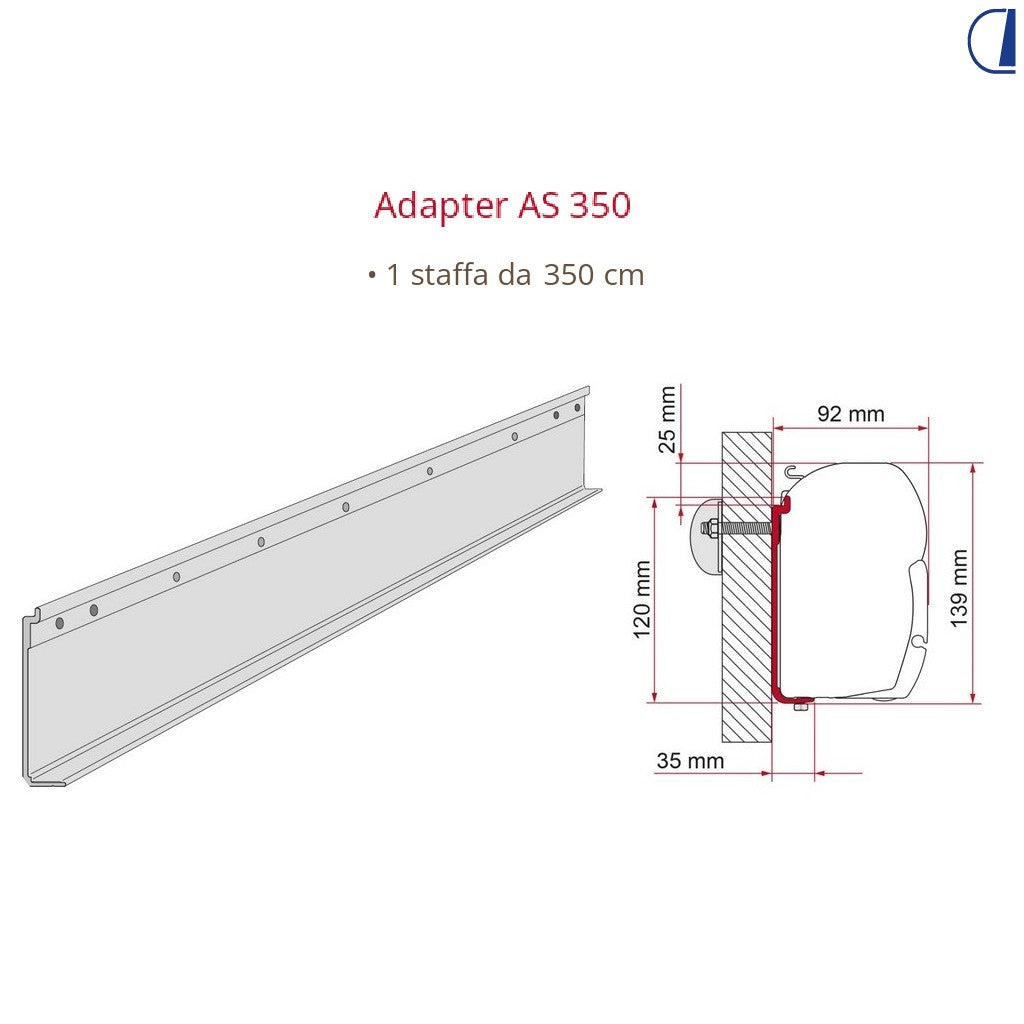 Fiamma Adattatore AS 350 cm ricambio per tendalino F45