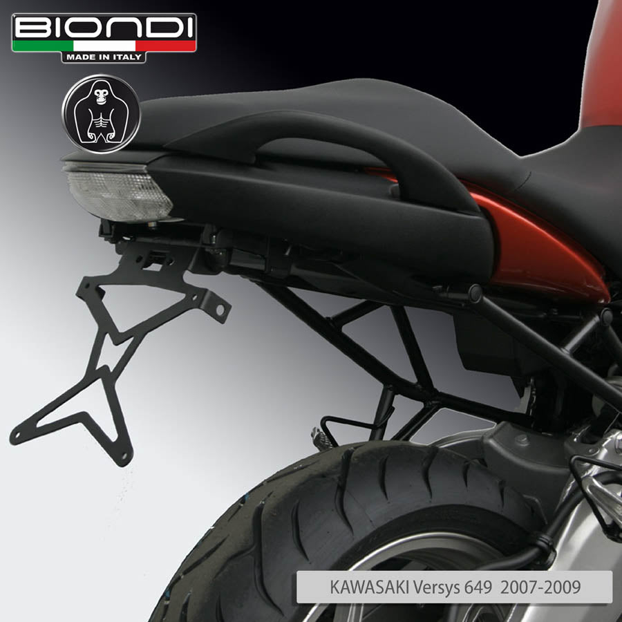 Biondi Portatarga Moto Regolabile Acciaio Nero Kawasaki Versys 649 2007-2009