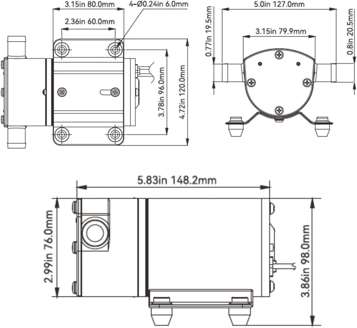 SEAFLO 12V Reversible 8 GPM Selbstansaugende Impeller Marine Bilge-/Ballastpumpe 