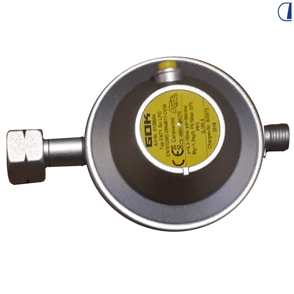 GOK Regolatore gas 30 mbar 1,2 kg/h omologazione IT uscita 1/4" SX